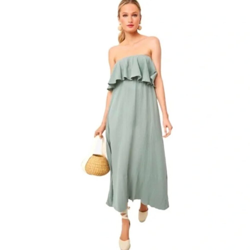Tuckernuck Green Strapless Maxi Dress